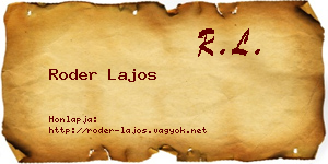 Roder Lajos névjegykártya